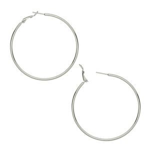 Sleek Surgical Stainless Steel 316L Silver 60mm Hypo Allergenic Hoop Earrings